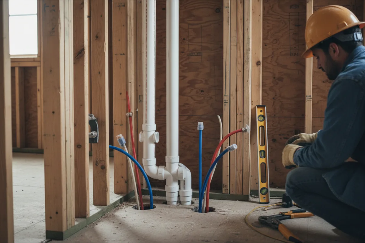 Drain and supply rough-in during Toilet Repair and Installation in Plainview
